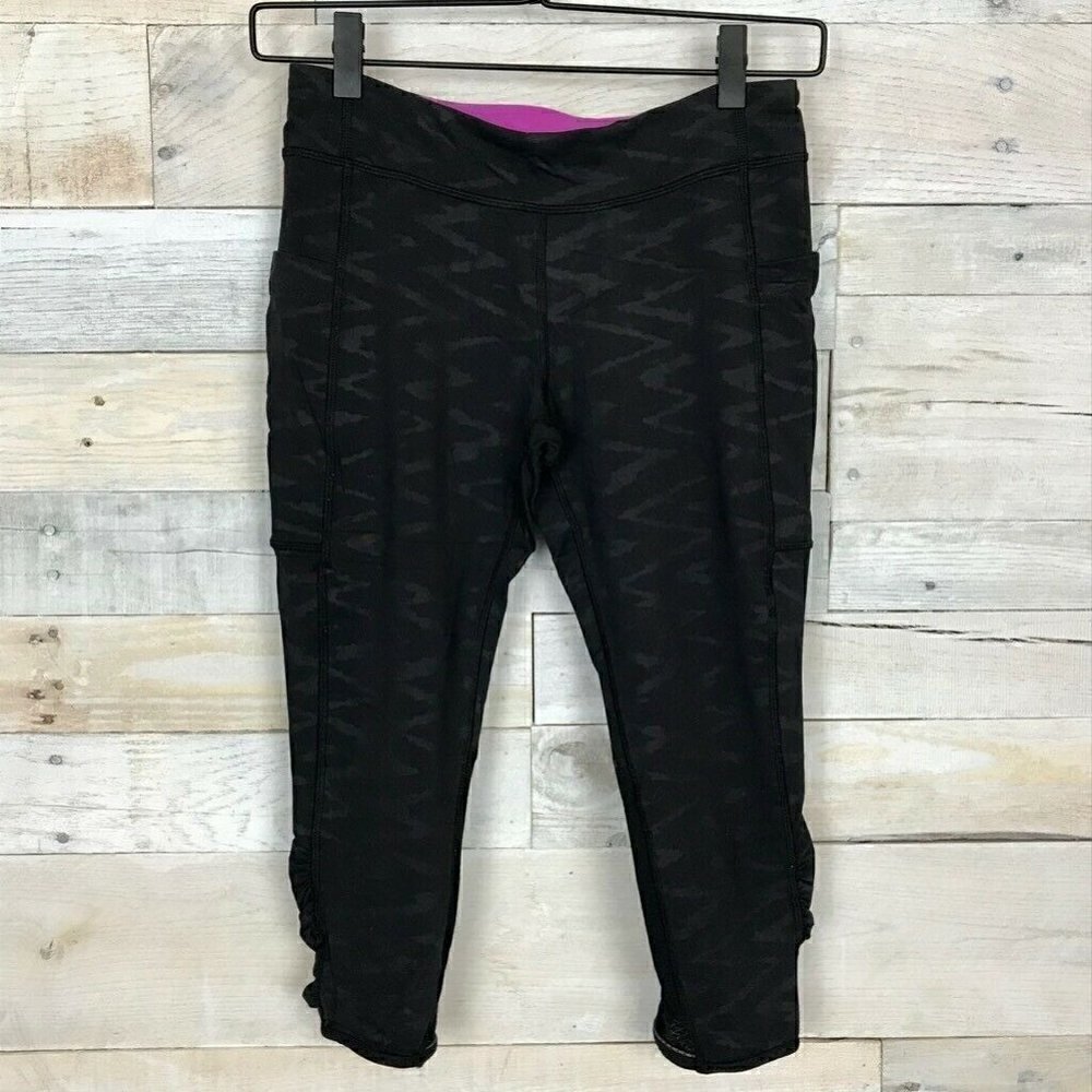 Ivivva By Lululemon Girls Crop Leggings Black 14